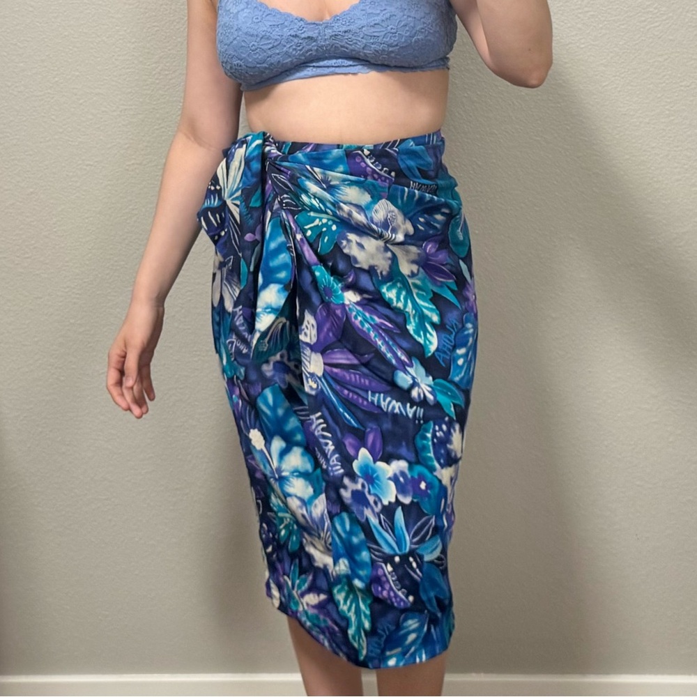 Vintage Dana Buchman Silk Wrap Skirt Hawaiian Aloha 100% Silk